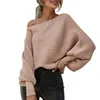 Pulls pour femmes décontracté col rond pull tricoté manches longues chauve-souris solide doux lâche pull côtelé pull hauts sweat-shirt hommes