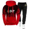 Survêtements pour hommes SCP Foundation Secure Contenir Protéger Stly Hip Hop Casual Impression Pull Sweats à capuche Pantalon de survêtement Costumes de couleur dégradée