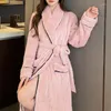 Women's Sleepwear Autumn Winter Flannel Nightgown Korean Fashion French Warm Thick Fitting Long Sleeved Robe Home Clothes Bathrobe