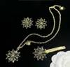 Nova moda flor crisântemo colar brinco conjuntos de grampo de cabelo banshee medusa cabeça de bronze senhoras designer jóias presentes hms17 -- 001