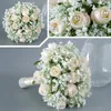 Fleurs de Mariage Style moderne soie Rose Bouquets pour demoiselle d'honneur faux PeralsBridal Bouquet décor Champagne Fleurs Mariage