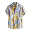 Mens Tshirts Men Hawaiian Casual Single Button Musical Instruments Tryckt Shortsleeve Beach Bluses Tops Camicias 230408