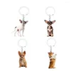 Klapety Chihuahua Dog Pet 4pcs/Lot Not 3D Animal Bag Akcesoria Charms Cute Pierścień LLAVEROS FOR Girl