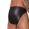 Intimo uomo sexy nero Mutandine aderenti in ecopelle Slip a vita bassa Perizoma avvolto Mutande esotiche maschili267C