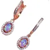 Dangle Earrings Fashion Silver Opal Hoop Earring 4mm 6mm Natural 18K Rose Gold Plating Jewelry