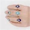 Anéis de cluster 5 Pçs / set Ouro Sier Cor Turco Hamsa Evil Eye Anéis para Mulheres Vintage Boho Knuckle Ring Set Feminino Partido Jóias Presente Dh8Fl