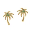 Studörhängen koreanskt mode för kvinnor Luxury Golden Coconut Tree Ear Studs Girl Fine Crystal Piercing Stars Round Small Hoop Earring