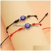 Urok bransoletki Turkish Lucky Evil Eye Bracelets dla Wome Ręcznie spleciony Czerwony Czarna Lina 7 Knotów Szczęście Biżuter Przyjaźń Kropl