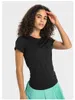 Women Clothing Tops Tees T-Shirt Womens Round Neck Split Hollowed Out Exercise Fitness Yoga Outdoor Running Tennis Suede Short Sleeves joggers
