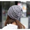 Cycling Caps Headscarf Collar Lady Women Hat Head Wrap Cap Scarf Beanie Stripe Ruffle Cancer Mooncap