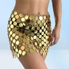 Spódnice plażowe kobietom body łańcuch fajny sexy sekina cekiny bikini w klubie nocnym styl ekscybrzymione okrągłe ubrania oświadczenie metalowe łańcuchy B2701966