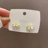 Boucles d'oreilles à tige Karopel 925 Silver Needle Super Fairy Opal Flower Fashion Diamond Shiny Temperament Flash