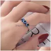Band Rings Lucky Stainless Steel Blue Evil Eye Finger Ring For Women Gift Rotary Decompression Anti-Anxiety Turkish Open Drop Delivery Dhyvh