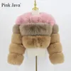 Женское меховое пальто из искусственного розового цвета JAVA, поступление 20033 года, женское зимнее пальто с натуральным мехом, индивидуальный цвет, натуральная куртка, модный жилет 231108