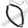 Chains Fashion Style Accessories Zircon Sweet And Fresh Girl Heart Necklace Bracelet Earrings Shaped Jewelry Set