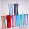 Tumblers 17 Colors Double Walled 24Oz Studded With Lid St Reusable 710Ml Radient Plastic Cold Cups Diamond Durian Shaped Clear Acryl Dhmlw