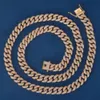 Anpassad Real 7mm S 9K 14K Solid Gold Iced Out Moissanite Lab Grown Diamond Cuban Link Chain Armband Halsband