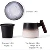 Muggar keramiska mugg te cup vintage kaffefrukost koppar och med infuser lock vatten silver trähandtag personliga gåvor
