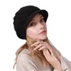 Gorro con cable de diseñador para mujer, gorro con ala de felpa aterciopelada, boina tejida, bonito conejo, gorro cálido para nieve, diadema, accesorios para el cabello