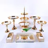 Outils de cuisson Or 4-11pcs Crystal Metal Cake Stand Set Acrylique Miroir Cupcake Décorations Dessert Piédestal Fête De Mariage Plateau D'affichage