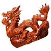 Decorações de jardim estátuas de animais de dragão chinês, decoração de madeira, ornamento criativo, artesanato, estatueta de estilo