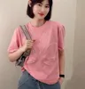 티셔츠 여성 Tshirt Tops Tees 대형 티셔츠 자수 면화 바늘 반바지 디자이너 스포츠웨어 피트니스 스포츠 Femme Plus Siz