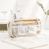 Grande capacidade caneta saco marcador bolsa semi-transparente estacionário para marcadores calculadoras óculos meninas