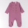 Rompers Baby jumpsuit cotton stripe children's clothing long sleeved baby top gold button children's clothing girl clothing 230408