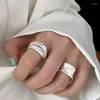 Pierścienie klastra moda s925 srebrny plamowany gładki pierścień palca dla kobiet dziewczęta impreza punkowa hypo żyzlery prezenty akcesoria JZ834