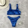 Женский купальник, однотонный женский летний сплит-комплект, женский простой стиль, бразильский купальный костюм с пуш-ап, сексуальный купальник бикини с открытой спиной