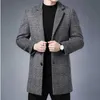 Jaquetas masculinas 2024 roupas de marca inverno cashmere xadrez jaquetas homens inteligente casual moda único breasted oversized trench coat S-4XLzln231108