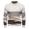 Mäns västar M-3XL! 2 färger! Höst- och vintermodemode Trendkontrast Färg Splice Sticked Round Neck Long Sleeve tröja