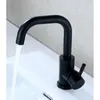 Bathroom Sink Faucets 304 Roestvrij Staal Kraan Countertop Gemonteerde Zwarte Badkamer Wastafel Mixer Reinigen Draaibare Handgreep