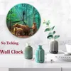 Wall Clocks Bear Animal Round Wall-Clock Decorative Numeral Digital Dial Mute Silent Non-Ticking Battery Operated Home Kitchen