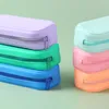 Macaron kleur siliconen etui schattig briefpapier organisator zakje schoolbenodigdheden eenvoudige student grote capaciteit tas