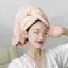 Serviette Microfibre Enveloppe De Cheveux Super Absorbant Turban Corail Velours Chapeau Sec Casquettes Serviettes Pour Femmes Bouclées Longues