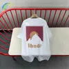 Herr t-shirts 2023 ny månsken solnedgång trycker rhude svart vita t-shirts män kvinnor par älskare casual rhude tee kort ärm