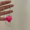 Chaînes Chaîne de perles rondes Cristal Amour- Collier Tempérament Vent Froid Coeur