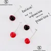 Stud Fashion 3D Red Cherry Drop Earrings Cute Fruit Gold Dangle Charm Jewelry Gift For Women Girls Valentines Dayz Dhfpm