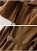 Trajes de mujer Diseñador PU Chaqueta de cuero Chaqueta Mujer Manga larga Cuello en V con cinturón Lady Slim Blazers Coat