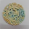 Pendant Necklaces Charms Chinese Ancient Yellow Stone Sculpture Carving Art Pattern For Necklace DIY Crafts Jewelry Home Decoration