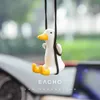 Interior Decorations Creative Adjustable Car hanging ornaments Ducklings modeling plaster swing rearview mirror decoration car interior pendant AA230407