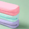 Macaron kleur siliconen etui schattig briefpapier organisator zakje schoolbenodigdheden eenvoudige student grote capaciteit tas