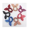 100Pcs/lot Children Women Hair Band Cute Polka Dot Bow Rabbit Ears Headband Girl Ring Scrunchy Kids Ponytail Holder Hair Accessories