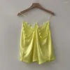 Tanques de mujer Aich Espejo Amarillo Sólido Impresión gráfica Mujeres Sling Chaleco Sin mangas Slim Lace Lady Jersey Casual Classic Femme Tops 2023