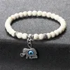 Strand 6mm Natural Stone Women Bracelet Lucky Elephant Pendant Charm Bangles Tiger Eye Agates Lava Beads Bracelets For Men Jewelry Gift