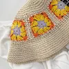 Szerokie brzegowe czapki Summer Beach Słomych Kobiety Kwiaty ręcznie wykonane rybak oddychający czapkę Słońce Słońce Słońce Crochet Cap Protectio K1L2wide