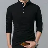 Maglioni da uomo 2023 Primavera Mens Tshirt Manica lunga Stand Basic Solid Camicetta Tee Shirt Top T-shirt in cotone casual Uomo Canottiera