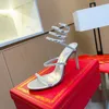 Tasarımcı Sandalet Kadınlar Rene Caovilla Topuk Yaz Stiletto Sandal Rhinestone Ayak Bileği Sargısı Cleo Ziyafet Pompalar Kutu ile Ayakkabı