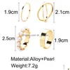 Band Rings Creative Retro Inlaid Pearl Ring For Women Vintage Gold Sier Colot Set Female Elegant Fashion Jewelry DHD2W